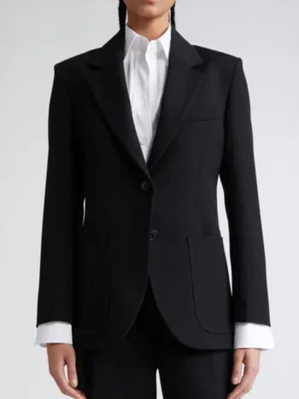 $1,150 Victoria Beckham Women's Patch Pocket Twill Blazer Black Size US 4